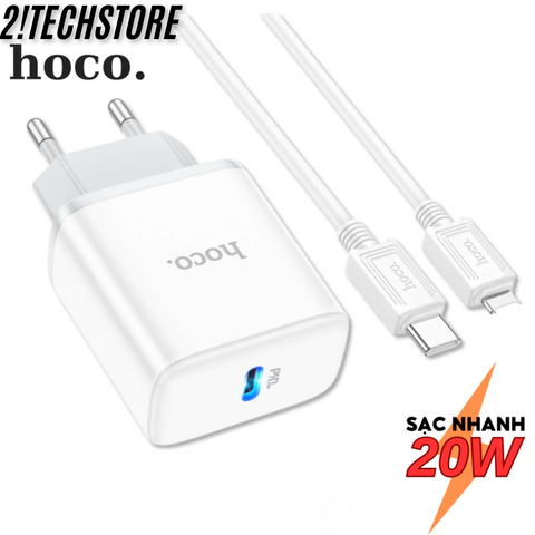 Bộ Sạc Nhanh 20W Hoco Cốc Sạc PD3.0 QC3.0 Cho iPhone 8/11/12/13/14 ProMax - An Toàn Chống Quá Tải Nhiệt, Tiện Dụng Sử Dụng Hằng Ngày