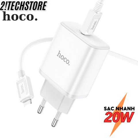 Bộ Sạc Nhanh 20W Hoco Cốc Sạc PD3.0 QC3.0 Cho iPhone 8/11/12/13/14 ProMax - An Toàn Chống Quá Tải Nhiệt, Tiện Dụng Sử Dụng Hằng Ngày