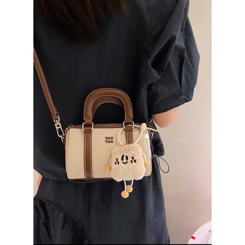 Túi Trống Toutou Size 18 - Túi Xách Nữ Kèm Charm Bông Mây & Dây Đeo Chéo Phong Cách Trẻ Trung, Tiện Lợi, Hàng Quảng Châu Cao Cấp