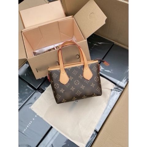 Túi xách Iv Neverfull size 18 bản 2 lớp box kèm khăn và dây đeo chéo hàng QC cao cấp