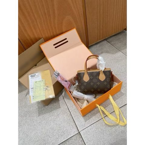 Túi xách Iv Neverfull size 18 bản 2 lớp box kèm khăn và dây đeo chéo hàng QC cao cấp