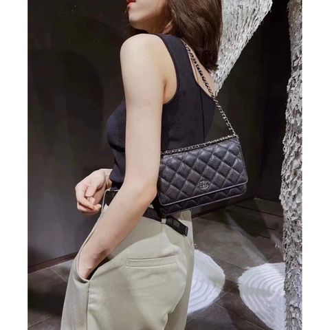 Túi C.nel Katun trần trám da sần size 19 fullbox hàng QC cao cấp