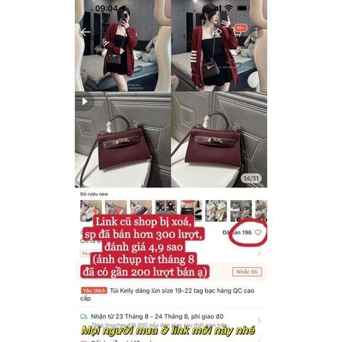 Túi KL chữ H dáng lùn tag bạc size 19-22 hàng QC cao cấp