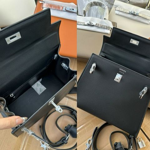 Túi chữ H Kelley dáng cao tag bạc size 25 bản 2 dây hàng QC cao cấp