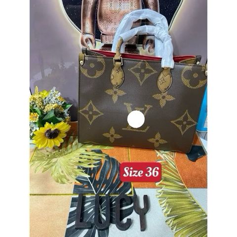 Túi ONTHEGO size 25-36-41cm hoa nâu hàng QC cao cấp