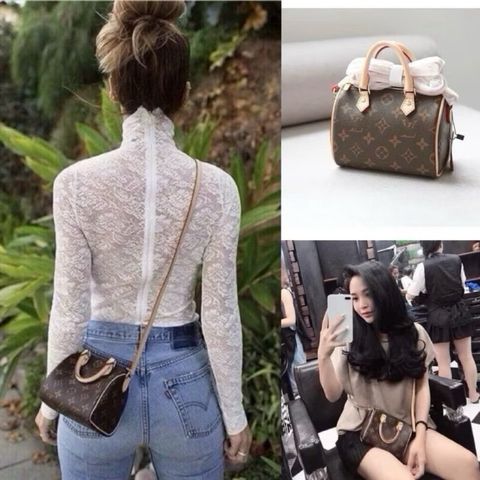 Túi trống nữ 17cm kèm dây đeo chéo - Hàng QC cao cấp, phong cách thời thượng, tiện lợi cho đi làm, du lịch, khóa đa năng, chất liệu bền đẹp