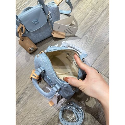 Túi Chi-o demin có quai cầm size 19 kèm dây đeo chéo hàng QC cao cấp