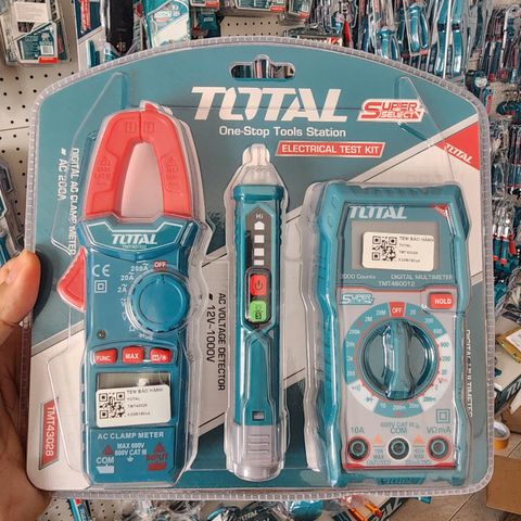 Bộ 3 Dụng Cụ Kiểm Tra Điện Total TMT43028 - Bút Thử Điện, Thiết Bị Dò Dây, Test Dòng AC/DC Dễ Dùng Cho Thợ Điện và Gia Đình