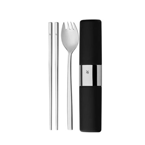 Bộ Thìa Đũa 5 Chi Tiết WMF My2Go - Dụng Cụ Nhà Bếp Chất Liệu Thép Không Gỉ Màu Đen, Kèm Hộp và Khăn Tinh Tế