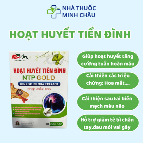 Viên Uống Hoạt Huyết Tiền Đình NTP - Tăng Cường Tuần Hoàn Máu Não, Giúp Giảm Chóng Mặt, Hoa Mắt, Đau Đầu, Cải Thiện Trí Nhớ