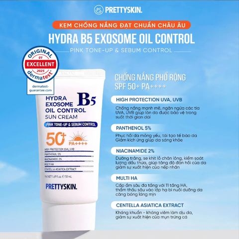 Kem Chống Nắng Phục Hồi Dưỡng Trắng Kiềm Dầu Prettyskin Hydra B5 - Bảo Vệ Da Khỏi Tia UV & Cải Thiện Sắc Tố Da