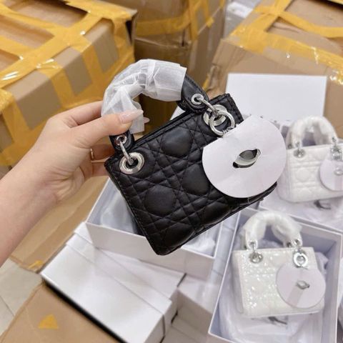 Túi chữ Đ mini size 14cm da trơn mềm fullbox hàng QC cao cấp