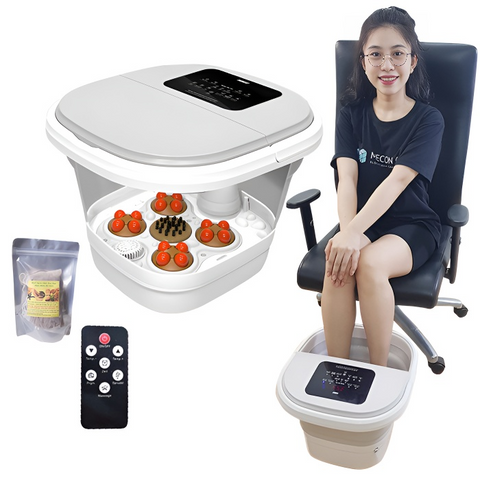 Bồn Ngâm Chân Massage Gấp Gọn Nikio NK-193 - Thiết Kế Tiện Lợi, Công Nghệ Nóng PTC, 4 Chế Độ Ngâm Chân, Điều Khiển Remote