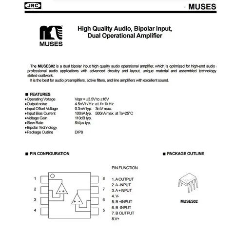 Chip OPA Hi-end JRC MUSES 02 - Nâng Cấp Chất Lượng Âm Thanh DAC, Pre, CD, Dễ Dàng Sử Dụng cho Audiophile