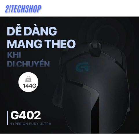 Chuột Gaming Logitech G402 Hyperion Fury - Cảm Biến Delta Zero 4000 DPI, LED RGB, Tốc Độ Quét 1ms, Dành Cho Game Thủ Chuyên Nghiệp