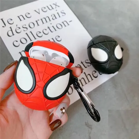Vỏ Bọc Silicon AirPods 1 2 - Người Nhện Độc Đáo Cho Hộp Sạc Tai Nghe AirPods, Phụ Kiện Thời Trang Gamer