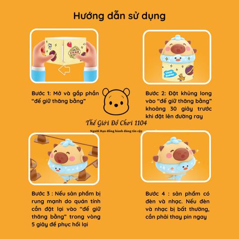 Xe Thăng Bằng Một Bánh Capybara Có Nhạc & Đèn – Đồ Chơi Lắp Ráp Đường Ray DIY 27 Chi Tiết Thú Vị Cho Bé Học Tập & Giải Trí