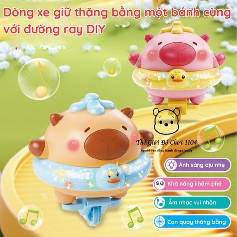 Xe Thăng Bằng Một Bánh Capybara Có Nhạc & Đèn – Đồ Chơi Lắp Ráp Đường Ray DIY 27 Chi Tiết Thú Vị Cho Bé Học Tập & Giải Trí