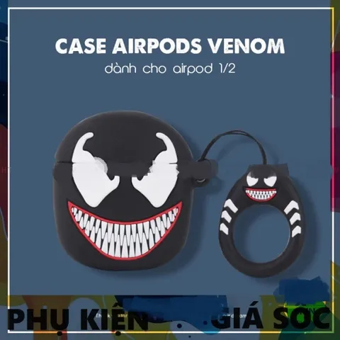 Vỏ Bọc AirPod Venom Silicon Dẻo - Phụ Kiện Tai Nghe AirPods 1 2 Siêu Cute, Thiết Kế Chất Đẹp và Tinh Tế