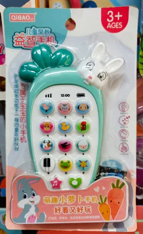 Đồ chơi điện thoại hình thỏ và củ carrot QIBAO - Âm nhạc vui nhộn, màu sắc sinh động cho trẻ từ 3 tuổi trở lên