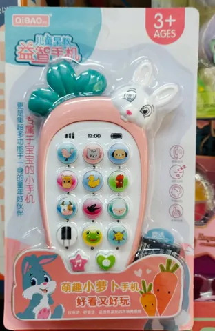 Đồ chơi điện thoại hình thỏ và củ carrot QIBAO - Âm nhạc vui nhộn, màu sắc sinh động cho trẻ từ 3 tuổi trở lên