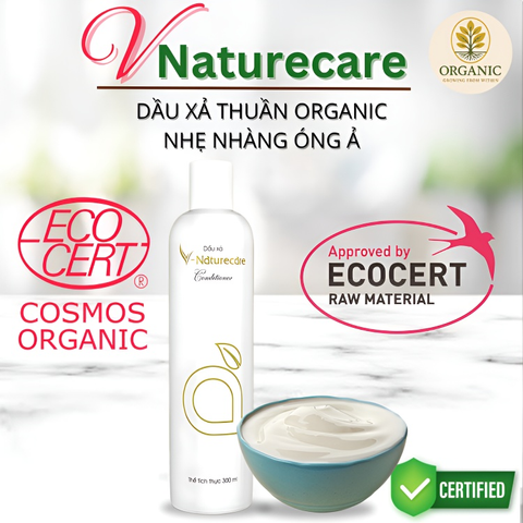 Dầu Xả Vnaturecare Organic 300mL - Phục Hồi Hư Tổn, Giảm Rụng Tóc, Chống Kích Ứng Da Đầu, Tóc Mềm Mượt Tự Nhiên