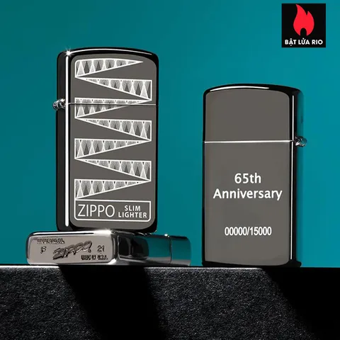 Bật Lửa Zippo Slim Black Ice 65th Anniversary – Hàng Nhập Khẩu Chất Lượng Cao, Phiên Bản Đặc Biệt Giới Hạn 15.000 Chiếc