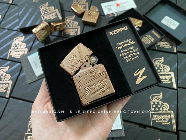 Bật Lửa Zippo Script 48768 - Sưu Tầm Giới Hạn Armor Rose Gold - Quà Tặng Sang Trọng Cho Fan Hâm Mộ
