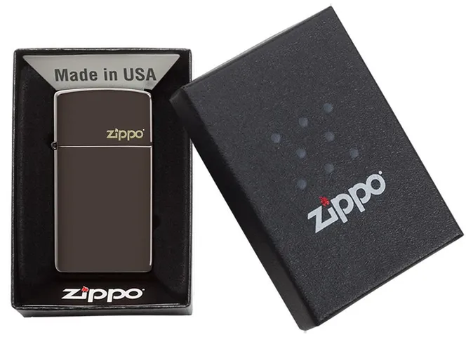 Bật Lửa Zippo Slim® 49266ZL - Bật Lửa Chính Hãng Màu Nâu Đồng Thau, Logo Zippo Đặc Trưng, Quà Tặng Sang Trọng