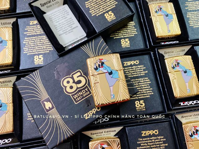Bật Lửa Zippo Windy 85th Anniversary - Phiên Bản Giới Hạn 12500 Bản, Hình Ảnh Biểu Tượng Độc Đáo, Quà Tặng Sưu Tầm Sang Trọng