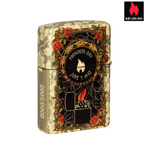 Bật Lửa Zippo 46774 - Bộ Sưu Tập Ngày Sáng Lập 2025, Đồng Thau Tumbled Brass, Họa Tiết Art Nouveau, Số Giới Hạn 5000 Chiếc, Quà Tặng Sang Trọng