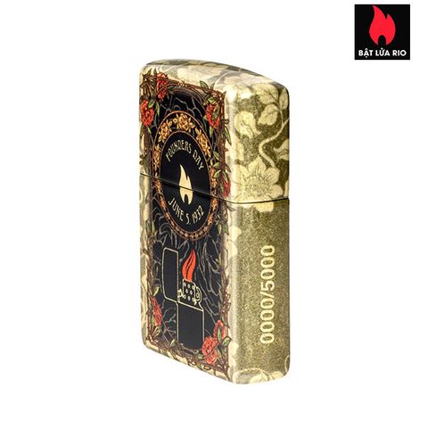 Bật Lửa Zippo 46774 - Bộ Sưu Tập Ngày Sáng Lập 2025, Đồng Thau Tumbled Brass, Họa Tiết Art Nouveau, Số Giới Hạn 5000 Chiếc, Quà Tặng Sang Trọng