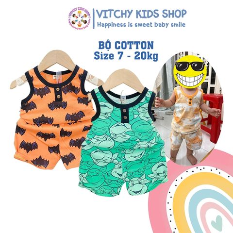 Đồ bộ ba lỗ thun cotton mềm mịn cho bé