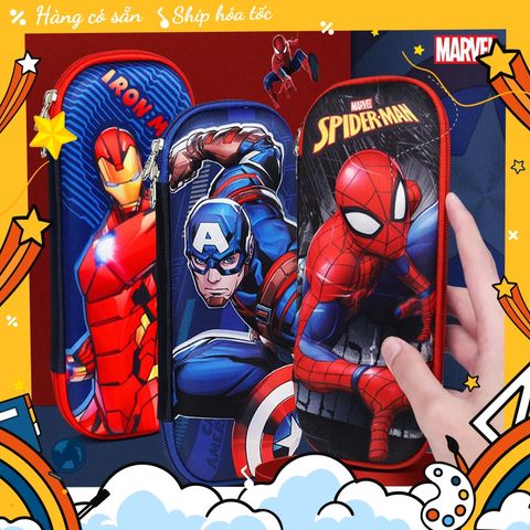 Hộp bút in nổi 3D nhân vật hoạt hình siêu anh hùng Marvel giá rẻ cho bé 255808