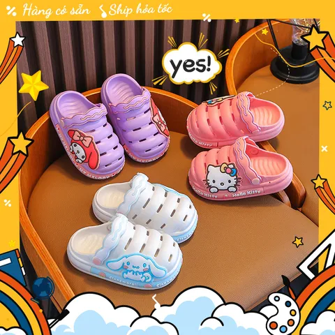 Dép crocs mềm mại chống trơn trượt họa tiết hoạt hình Hello Kitty dễ thương cho bé