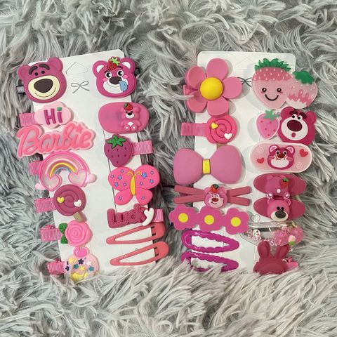 Sét Kẹp Cột Tóc Bé Gái Xinh Xắn Hình Gấu Dâu Lotso Ngộ Nghĩnh Siêu Dễ Thương, Đáng Yêu