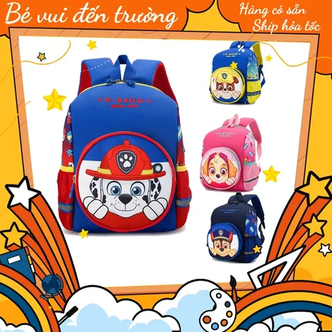 Balo cho bé đi học mẫu giáo 3-6 tuổi nhiều họa tiết hoạt hình Chó Cứu Hộ Paw Patrol