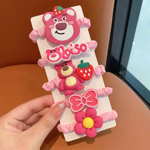 Cột Tóc, Buộc Tóc Gấu Dâu Hồng Lotso Cho Bé Xinh Xắn Đáng Yêu