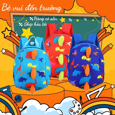 Balo Chống Đi Lạc Họa Tiết Khủng Long Ngộ Nghĩnh Dễ Thương Cho Bé
