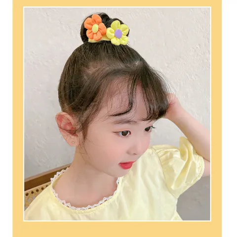 Thun buộc tóc cho bé gái Set 6 dây cột tóc hình nơ, bông hoa nhiều màu đáng yêu