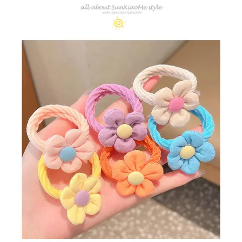 Thun buộc tóc cho bé gái Set 6 dây cột tóc hình nơ, bông hoa nhiều màu đáng yêu