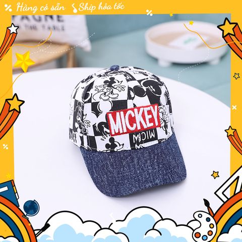 Nón lưỡi trai phong cách Hàn Quốc cho bé từ 3-8 tuổi chữ Mickey cực kỳ sành điệu