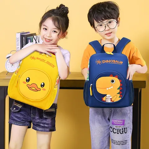 Balo cho bé đi học 4-8 tuổi Khủng Long đáng yêu và Vịt Vàng Tuba
