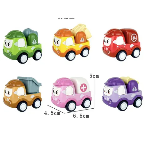 Bộ 6 Xe Hơi Đồ Chơi Mini Họa tiết Hoạt Hình Xây Dựng có Dây Cót Cho Bé