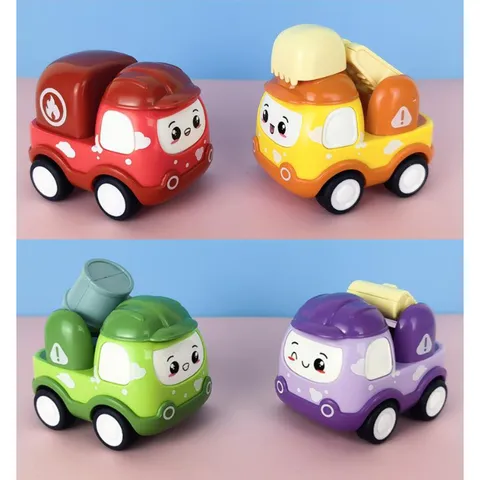 Bộ 6 Xe Hơi Đồ Chơi Mini Họa tiết Hoạt Hình Xây Dựng có Dây Cót Cho Bé