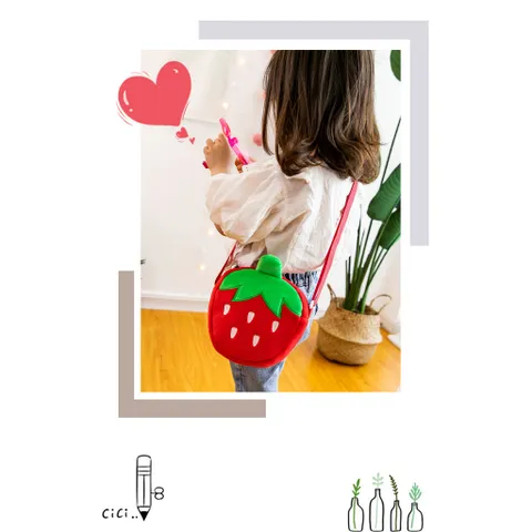 Túi Đeo Chéo Cho Bé Gái Hình Cà Rốt, Trái Dâu siêu dễ thương