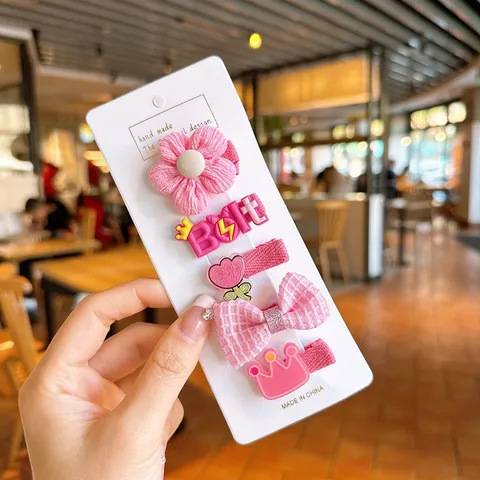 Kẹp Tóc Cho Bé Gái Bọc Vải Nhiều Màu Xinh Xắn Nhiều Mẫu Dễ Thương Set 5 cái