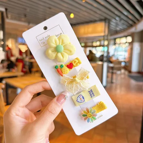 Kẹp Tóc Cho Bé Gái Bọc Vải Nhiều Màu Xinh Xắn Nhiều Mẫu Dễ Thương Set 5 cái