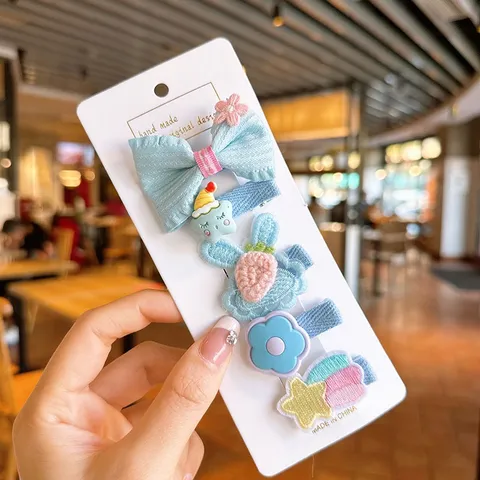 Kẹp Tóc Cho Bé Gái Bọc Vải Nhiều Màu Xinh Xắn Nhiều Mẫu Dễ Thương Set 5 cái