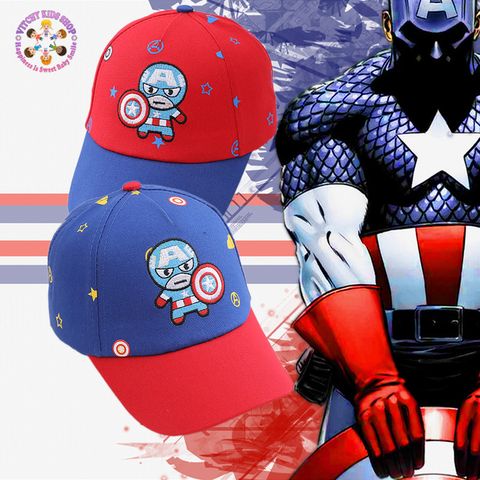 Nón lưỡi trai cho bé trai từ 3 đến 8 tuổi thêu hình hoạt hình Captain America, SpiderMan siêu đẹp